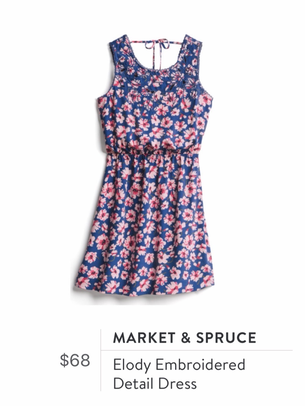 Market & Spruce Blue Floral Asymmetrical Tank Dress
